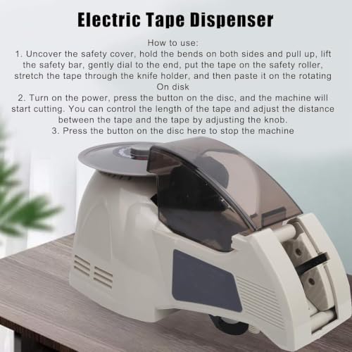 Automatic Rotary Disc Tape Dispenser with Cutting Length 10-60mm & Tape Width 5-25mm, for Office Warehouse Home Packaging