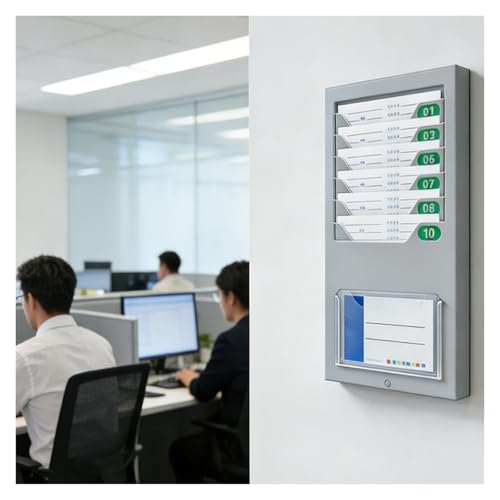 Time Card Holder Wall Mount Expandable Time Clock Rack, Single Row 5/10/15/20/25/30 Slot Rack Timesheets Card Holders(30Pocket)