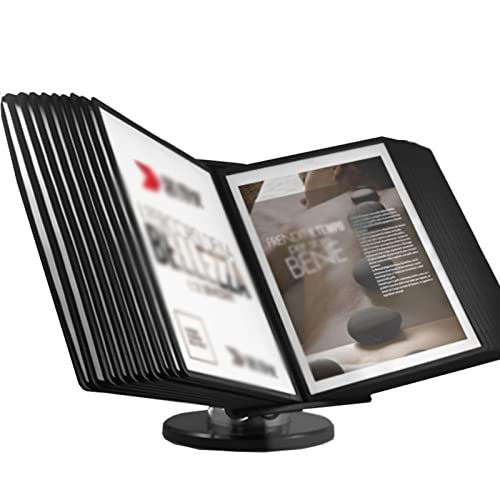 10 and 20- Pocket Desktop Reference and Catalog Display Racks，A4 Paper Flip Flie Folder, Poster Flip Book Display Stand with Easy-Load Pockets and Compact Weighted Base for Maximum Stability