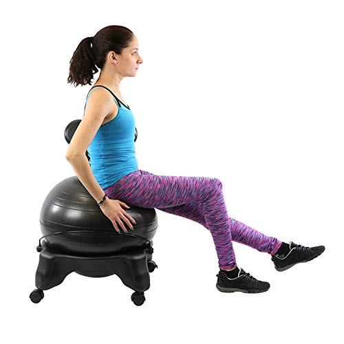 CANDO Ball Chair Inflatable Ergonomic Active Seating Exercise Ball Chair with Air Pump for Home, Office, and Classroom,Black, 22"