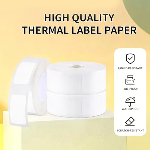 Label Maker Tape - 6 Rolls(1260 Pieces) Compatible for D11/D110/D101 Printer Paper Stickers Waterproof Standard Laminated Tear-Resistant Office Home Name File Folder Clothes (0.59x 1.18 Inch, White)