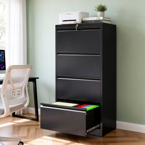 auruge 4-Drawer Lockable Side-Opening File Cabinet for Home & Office