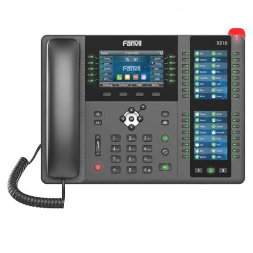 Fanvil X210-V2 Enterprise IP Phone for Receptionist, 20 SIP Lines with 106 Programmable DSS Keys, Wi-Fi Ready & Bluetooth 4.2, 4.3” Color Display with Dual Side Screens, PoE & Gigabit Ethernet