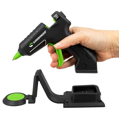 Surebonder EverCharge Cordless Mini Glue Gun with USB-C Rechargeable Battery with Charging Base, Precision Tip, High Temp Hot Glue Gun for Crafts & DIY