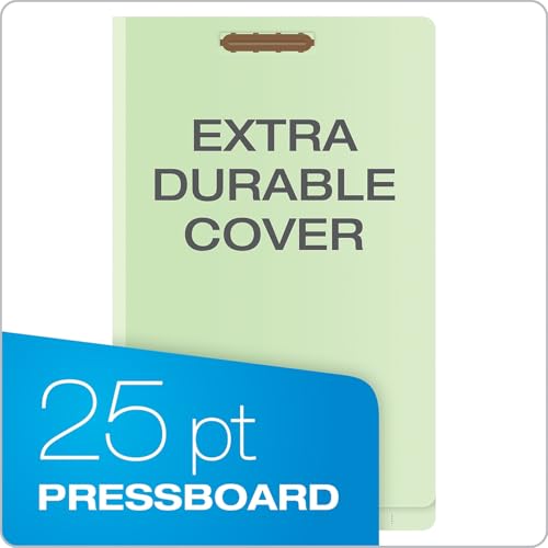 Pendaflex Pressboard End-Tab Classification Folders, Legal Size, 1 Divider, 2.5" Expansion, Light Green, Straight Cut, 10/BX (23314)