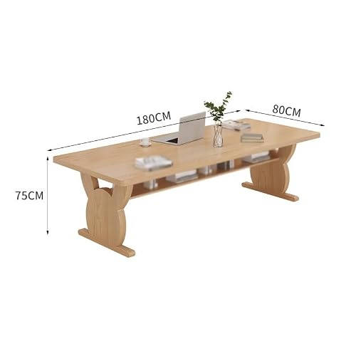 LINKIO Home Office Desks Solid Wood Large Desk Home Living Room Study Writing Large Board Table Work Leisure Table Computer Table Desk(180cm)