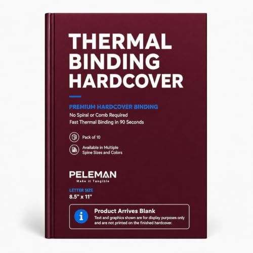 Peleman formally Unibind Thermal Hardcovers Binding Covers for Professional Documents, Journals & Notebooks – No Spiral or Comb Required - Pack of 10 (bordo, Spine Capacity 60 Sheets Max)