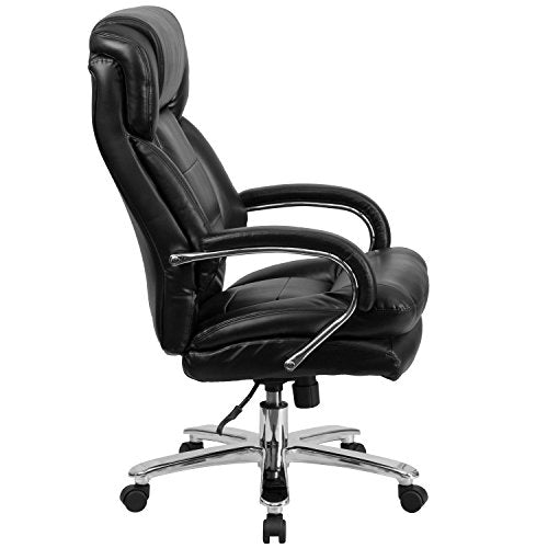 BizChair 24/7 Intensive Use Big & Tall 500 lb. Rated Black LeatherSoft Swivel Ergonomic Office Chair with Loop Arms