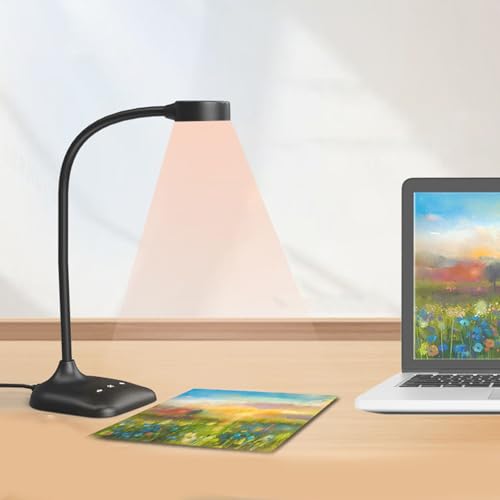 Full Clear Streaming USB Document Camera with Adjustable Arm for Online Teaching Webinars and Video Conferencing USB Webcam with LED Lighting