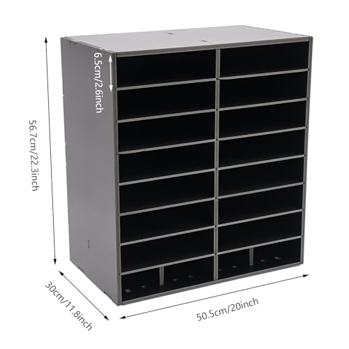 16 Compartment Classroom Mailbox 16 Slot Paper Organizer Adjustable Mail Sorter Desktop File Sorter, Student Mailboxes Paper Trays for Home, Classroom, Office (Black)