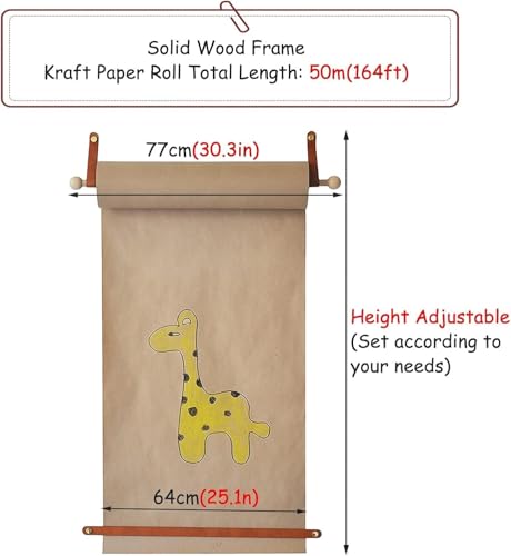 LNNW Kraft Paper Dispenser Heavy Duty Kraft Paper Holder & Dispenser, Home Kids Graffiti Wallpaper, Office/Studio Writing Tablet，Wall Mounted Decorative Message Boards for Wall