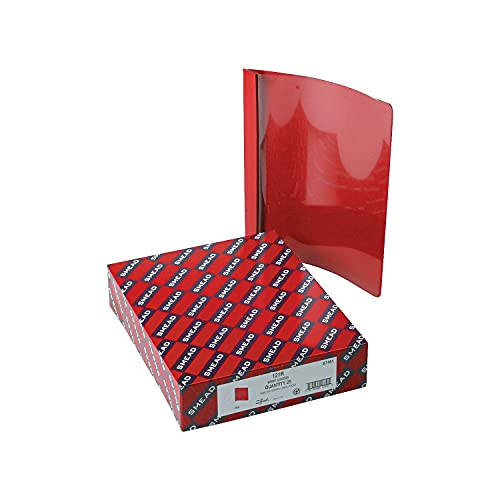 Smead 87461 Poly Report Cover Tang Clip Letter 1/2-Inch Capacity Clear/Red 25/Box