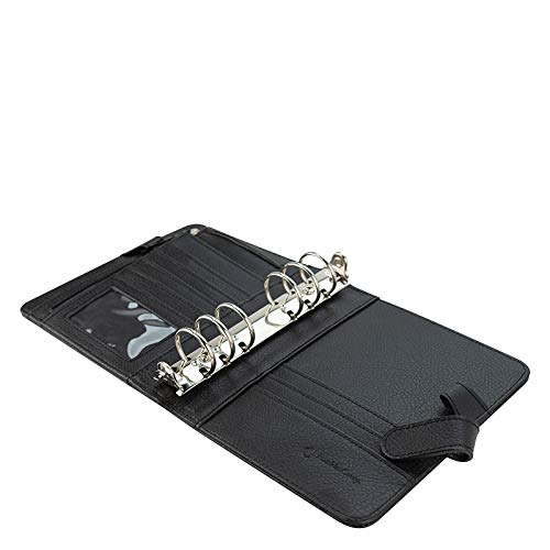 FranklinCovey - Anna Ring-Bound Binder for FranklinCovey Planners | Leather with Snap Closure (Compact, Onyx)
