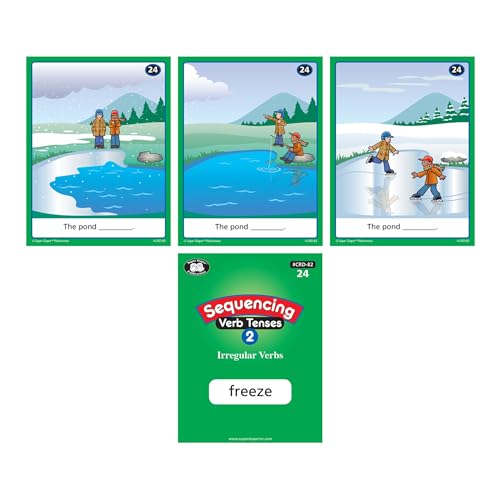 Super Duper Publications | Sequencing Regular and Irregular Verb Tenses Set 2 Fun Deck | Communication and Early Reader Skills Flash Cards | Educational Learning Materials for Children