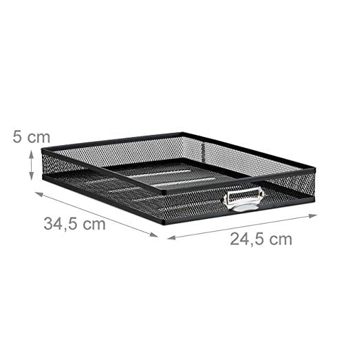 Relaxdays Desk Organiser, 10 DIN A4 Files, Letter Tray and Paper Sorter, Mini Chest of Drawers, Black, H x W x D: app. 55 x 27.5 x 35.5 cm