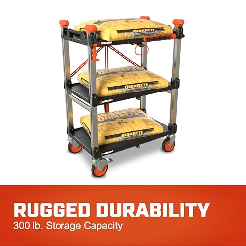 Crescent SITERUNNER 3 Shelf Heavy Duty Folding Jobsite Cart | F3SCBL