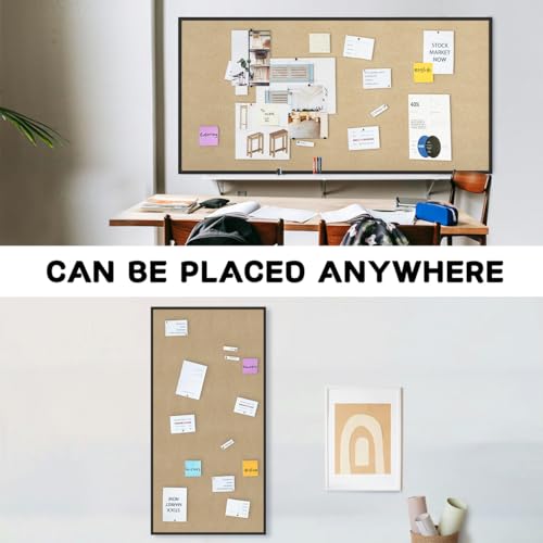 INNOVART Extra Large Cork Bulletin Board 96" X 48" Black Natural Wood Frame