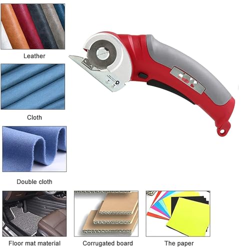 FENOKD Electric Scissors Cloth and Cardboard Cutter, 2000Mah Cordless Handheld Round Scissors Rotary Cutter, Rechargeable Leather Fabric Cutting Tool with Storage Box for Craft,Green