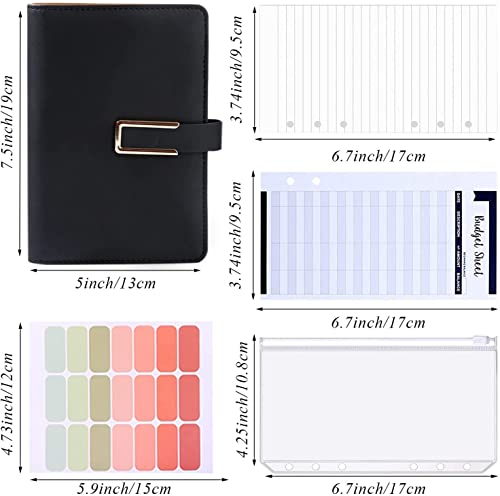 HBJWOV A6 Budget Binder Cash Envelopes Planner Organizer, with Binder Pockets,Budget Sheets,Filler ​Paper for Budgeting Money Saving(A)