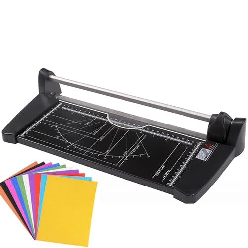 iumLeap Rotary Paper Trimmer, Heavy Duty A2 Size Cutter for Precise Scrapbooking, Craft Paper, Coupons, Labels, and Cardstock, Cuts Up to 10 Sheets