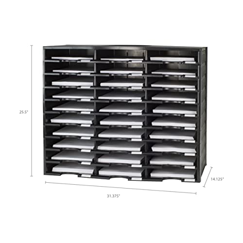 Storex 30-Compartment Literature Organizer, 31.38 x 14.13 x 25.5 Inches, Black (61419U01C)