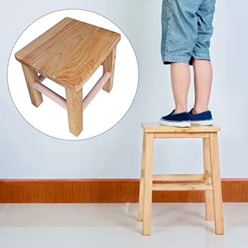 PADZEQ Step Ladder Solid Chair Bathroom Small Wooden Stool Living Room Bedroom Adults Stable with Foot Pad Balcony Indoor