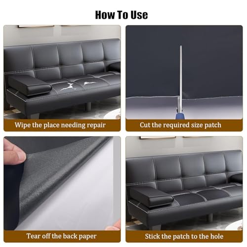 Fabric Adhesives Large Self Adhesive Leather Repair Kit, Faux Leather Repair Patches for Furniture, Black Leather Patch for Repair Sofa Car Seat Chair Luggage(100x500cm/39.37x196.85in)