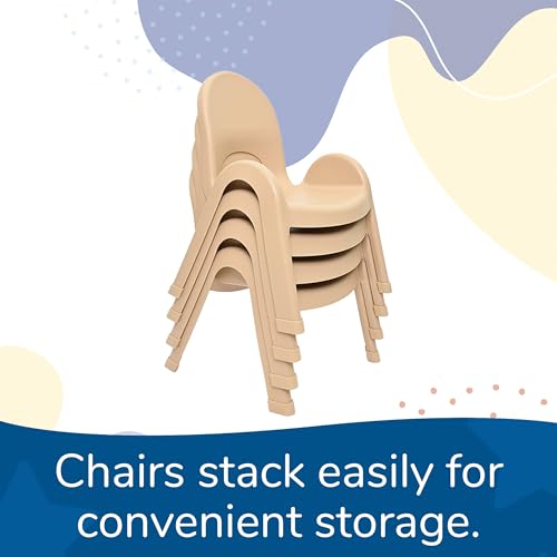 Children’s Factory Value Stack 9" Child Chair, Natural Tan, 2 Pack, Stackable Ergonomic Seating Solution for Classrooms and Homeschools
