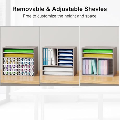 Alpeir Classroom Mailbox 12 Slots with Removable Shelves, Retro Grey/White