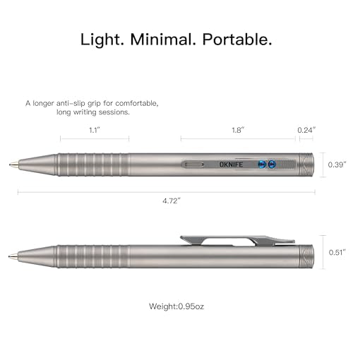 OKNIFE B1 Ti Titanium Pen with 2-in-1 Clip, 2 pcs Refills