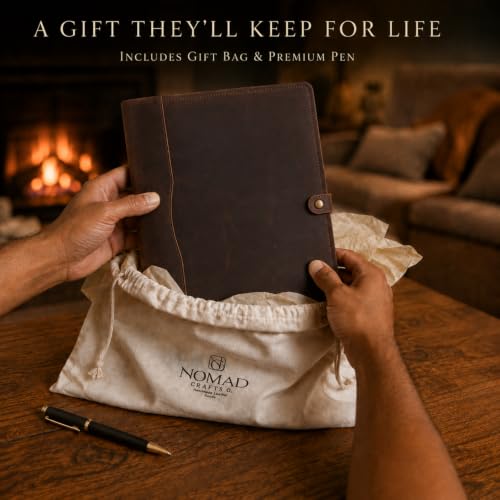 Leather Portfolio - Professional Portfolio Organizer, Resume Folder, Leather Padfolio for Men and Women, Business Portfolio with cardholder, Portfolio Folder - Leather Folder