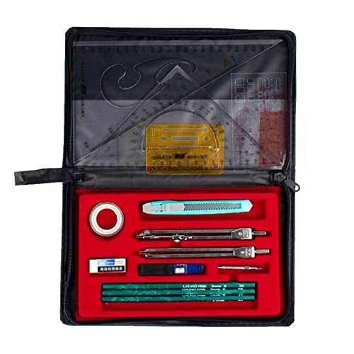 OREKPOT Compass Geometry Tool Portable Precision Geometry Anomaly Drawing Tool Math Geometry Kit Combination Plotter Office Supplies Circle Drawing Tool