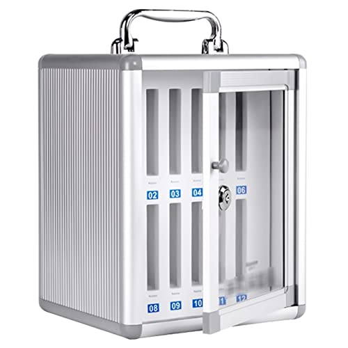 YXCUSAM Mobile Phone Storage Cabinet, Wall-Mounted Locked Mobile Phone Safe, Pocket Chart Mobile Phone Storage Box, Suitable for Factories (Silver 12 bits)