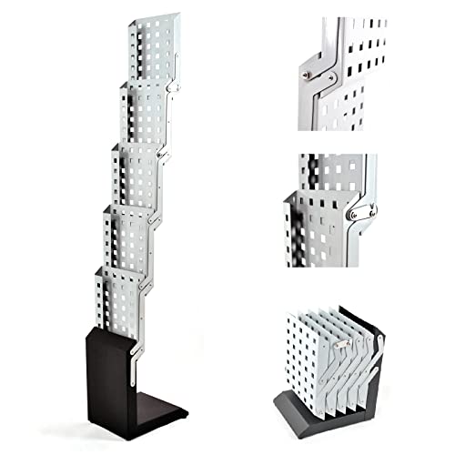 Displayfactory Foldable Magazine Rack Heavy Duty Catalog Literature Brochure Rack Brochure Display Stand Aluminum Portable 5 Pockets for Trade Show Exhibitions Office Retail Store