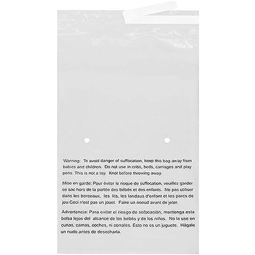 7.5" X 10.5” (1000 Count) Self Seal Clear Poly Bags with Suffocation Warning for Packaging, Shipping, FBA Storage - Permanent Adhesive