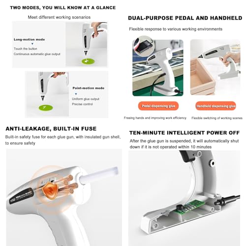Hot Melt Glue Gun, Automatic Glue Dispensing Machine with Foot Switch, 2 Modes, Smart Reflux Design, 3mm Glue Hole Diameter, for Line Operations