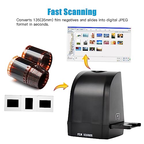 CHANGLKJ Film Scanner Transfer Machine, Slide Negative Scanner, Convert 35mm/135mm Film Slide to 8MP JPEG Photos, Support Image Preview/Playback/Editing Function, for Gift to Friends, Lover, Family