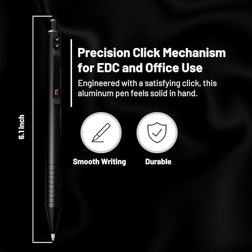Everyman EDC Grafton Black Full Click Refillable 0.7mm Metal Gel Ink Pen