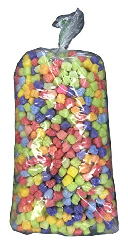 Bubblefast! Brand FunPak Plant Based Biodegradable Packing Peanuts, 1.5 cu ft Bag, Compostable (Hearts-Rainbow)
