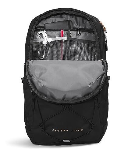 The North Face Women's Jester Luxe Everyday Laptop Backpack, TNF Black/Burnt Coral Metallic, One Size