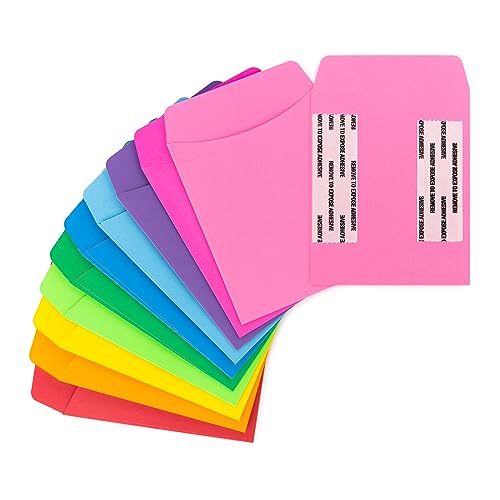 Hygloss 300 Pcs Library Card Pockets 3.5x5 Inch - Self-Adhesive Pocket Envelopes - 10 Assorted Colors Classroom Envelope Pockets - Ideal for Organizing - Colorful Small Library Book Pocket