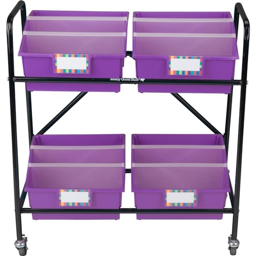 Really Good Stuff Mid-Size Mobile Storage Rack with Picture Book Bins