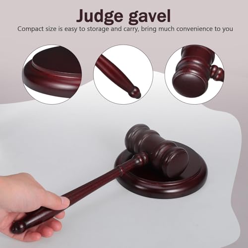 Traditional Wood Judge Gavel with Sound Block, Handcrafted Legal Hammer for Auctions Meetings Courtroom Symbol Auction Hammer