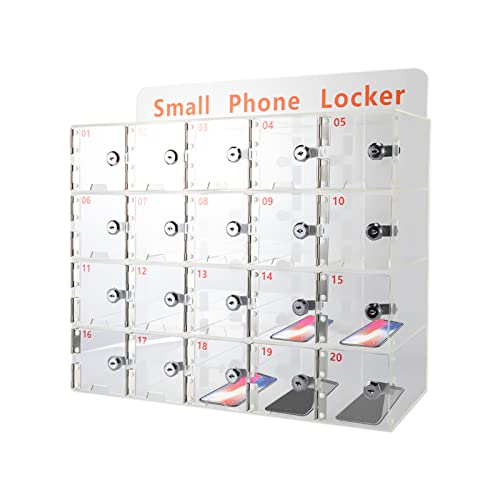 PerCbynne Cell Phone Locker for Classroom, 20 Slots Acrylic Phone Pocket Chart Storage Organizer, Wall-Mounted Classroom Telephone Storage for Office Conference Rooms