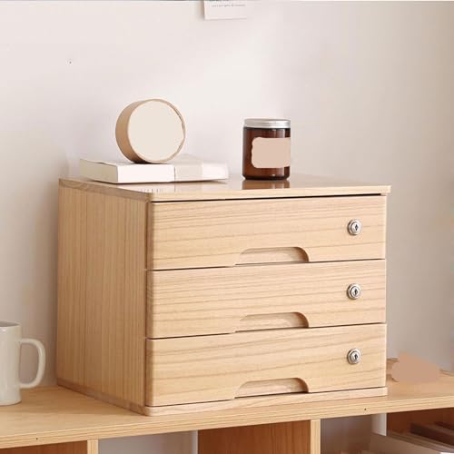Drawer Organizers Desktop Storage Box With Drawers, Desktop Storage Box With Lockable Drawers, Office Supplies A4 Receipt File Organizer(Size:3 drawer,Color:A)
