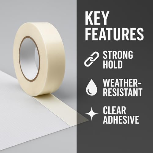 ANXH Rackplus Heavy Duty Double Sided Banner Tape 1" x 90 feet Clear Adhesive for Vinyl Poster Mounting, Weatherproof & Permanent, Ideal for Outdoor/Indoor Signage, Hemming, Crafts, Events (12)