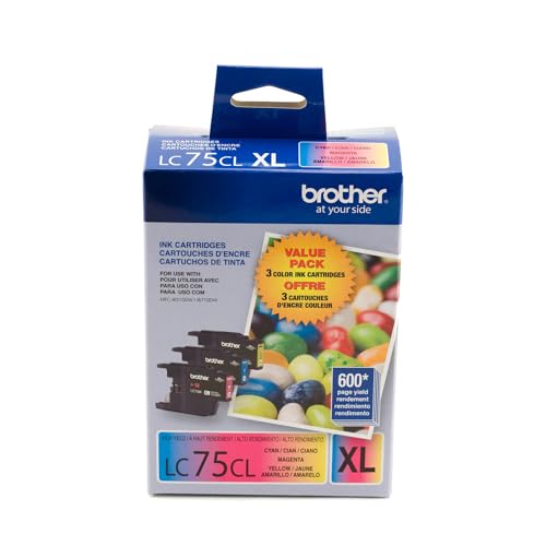 Brother LC753PKS XL High Yield 3 Pack - 1 Each LC75C, LC75M, LC75Y Ink, Yellow/Cyan/Magenta