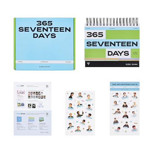 365 SEVENTEEN DAYS - Official Seventeen Merchandise, Daily Flip Calendar with Useful Korean Expressions Used by Seventeen, Perpetual Desk Calendar, Seventeen Photo Stickers Included, Kpop Merch, Seventeen Gift Idea, Perfect Gift for CARAT