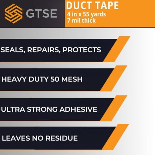 GTSE Wide Duct Tape, Clear, 4 Inches x 55 Yards (164 ft), Heavy Duty, Waterproof Repair Tape for Indoor or Outdoor Use, 12 Rolls