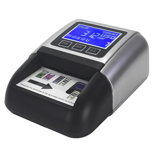 Portable Counterfeit Bill Machine, Counterfeit Money Detector with LED Display Screen, 4-Direction Insertion and Support Currency Switch, Accurate Detection and Easy to Store, for Retail Stores